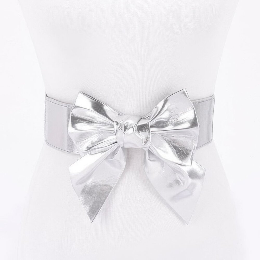 Faux Leather Ribbon Elastic Belt